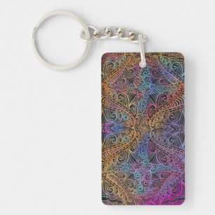 Rainbow Kaleidoscope Mandala Key Ring