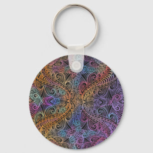 Rainbow Kaleidoscope Mandala Key Ring