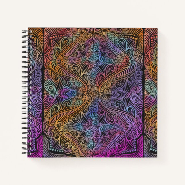 Rainbow Kaleidoscope Mandala Notebook (Front)