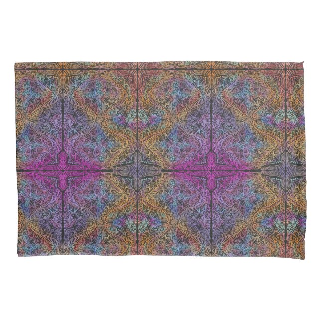 Rainbow Kaleidoscope Mandala Pillowcase (Front)