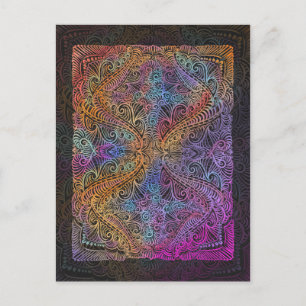 Rainbow Kaleidoscope Mandala Postcard