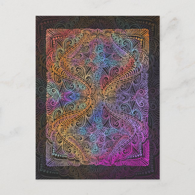 Rainbow Kaleidoscope Mandala Postcard (Front)