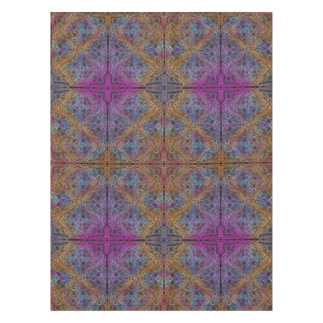 Rainbow Kaleidoscope Mandala Tablecloth (Front)