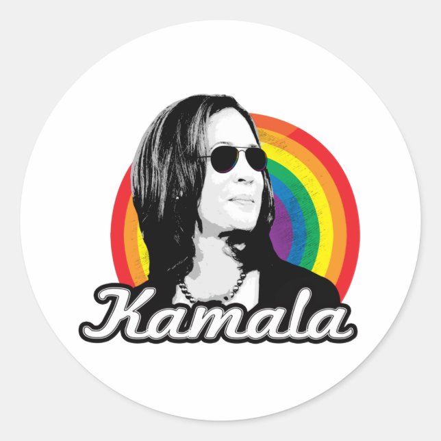 Rainbow Kamala Aviators Classic Round Sticker (Front)