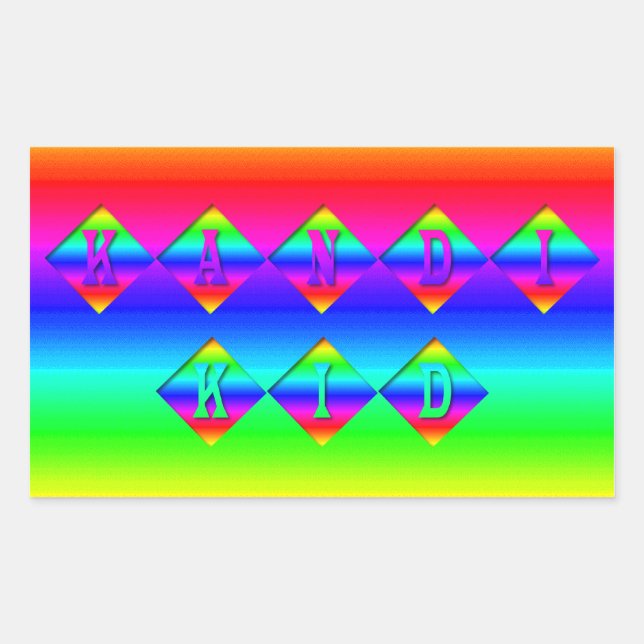 Rainbow Kandi Kid Rectangular Sticker (Front)