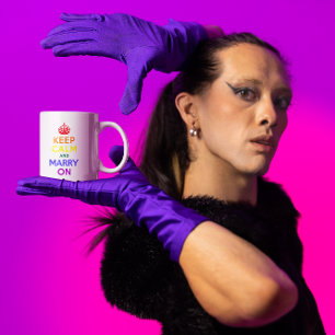 Rainbow Keep Calm and Marry On Coffee Mug
