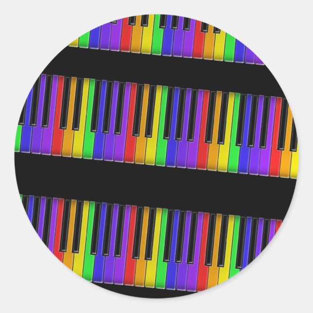 rainbow keyboard classic round sticker (Front)