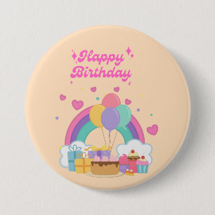 Rainbow kids birthday 7.5 cm round badge
