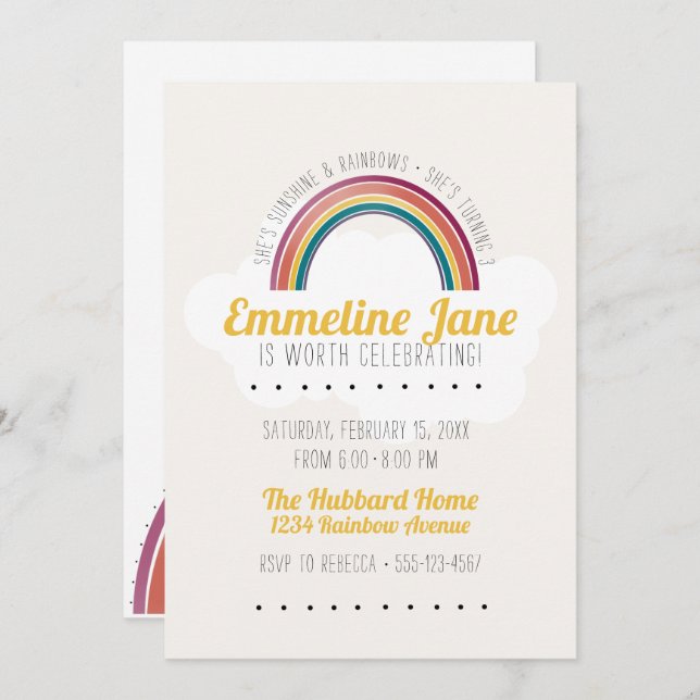 Rainbow Kids Birthday Party Invitation (Front/Back)