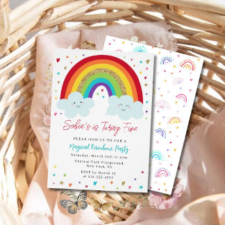 Rainbow Kids Birthday Party Invitation Magical 
