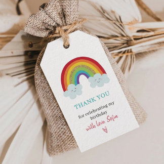 Rainbow Kids Birthday Party Thank You Favor Gift  Tags