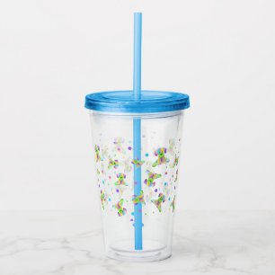 rainbow kids dog puppy polka dot bright fun colour acrylic tumbler