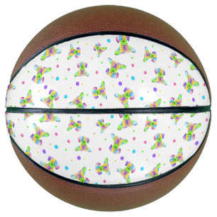 rainbow kids dog puppy polka dot bright fun colour basketball