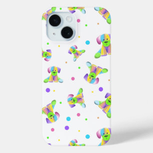 rainbow kids dog puppy polka dot bright fun colour iPhone 15 case