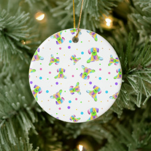 rainbow kids dog puppy polka dot bright fun colour ceramic ornament