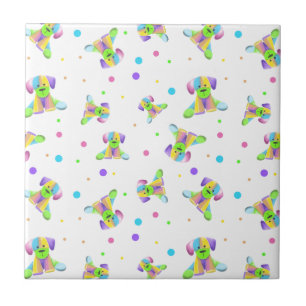 rainbow kids dog puppy polka dot bright fun colour ceramic tile