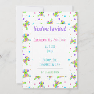 rainbow kids dog puppy polka dot bright fun colour invitation