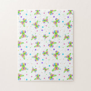 rainbow kids dog puppy polka dot bright fun colour jigsaw puzzle