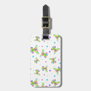 rainbow kids dog puppy polka dot bright fun colour luggage tag