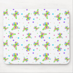 rainbow kids dog puppy polka dot bright fun colour mouse pad