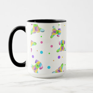 rainbow kids dog puppy polka dot bright fun colour mug