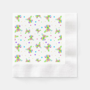 rainbow kids dog puppy polka dot bright fun colour napkin