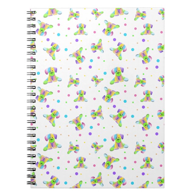 rainbow kids dog puppy polka dot bright fun colour notebook (Front)