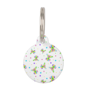 rainbow kids dog puppy polka dot bright fun colour pet tag