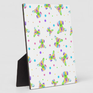 rainbow kids dog puppy polka dot bright fun colour plaque