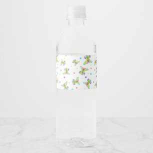 rainbow kids dog puppy polka dot bright fun colour water bottle label