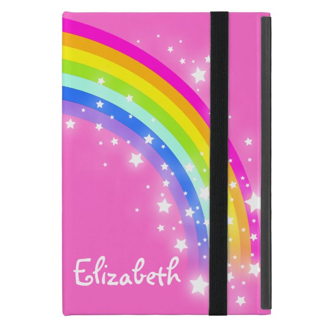 Rainbow kids girls name pink case (Front Closed)