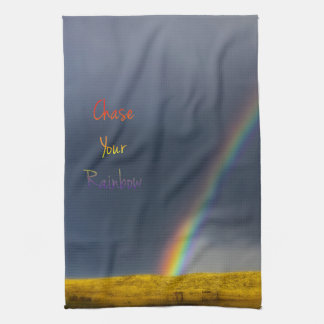 Rainbow Kitchen Towel with Chase Your Rainbow text
