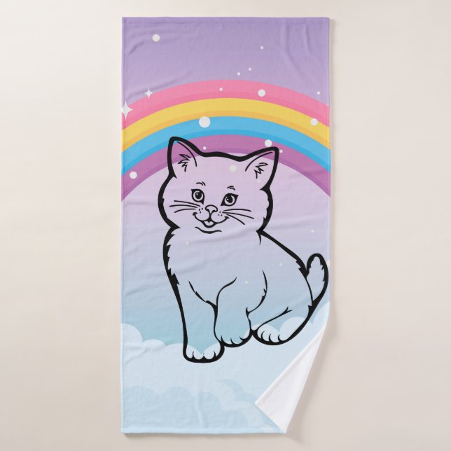 rainbow, kitten bath towel  (Bath Towel)