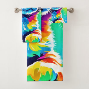 Rainbow Kitten Dreams Bath Towel Set