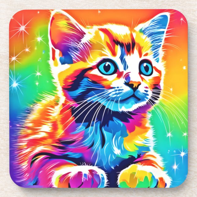 Rainbow Kitten Dreams Coaster (Front)
