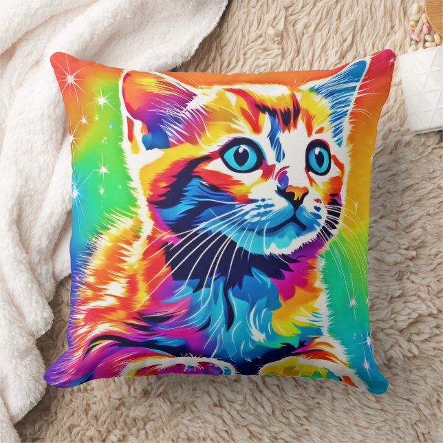 Rainbow Kitten Dreams Cushion (Blanket)