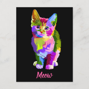 rainbow kitten meow postcard
