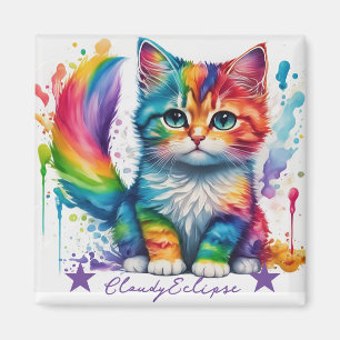 Rainbow Kitten Painter Magnet