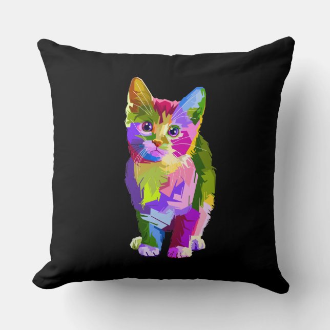 rainbow kitten pillow (Front)