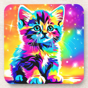 Rainbow Kitten Portrait Coaster