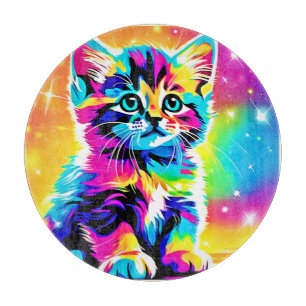 Rainbow Kitten Portrait Cutting Board