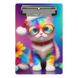 Rainbow Kitten Santa Claus-57357 Mini Clipboard