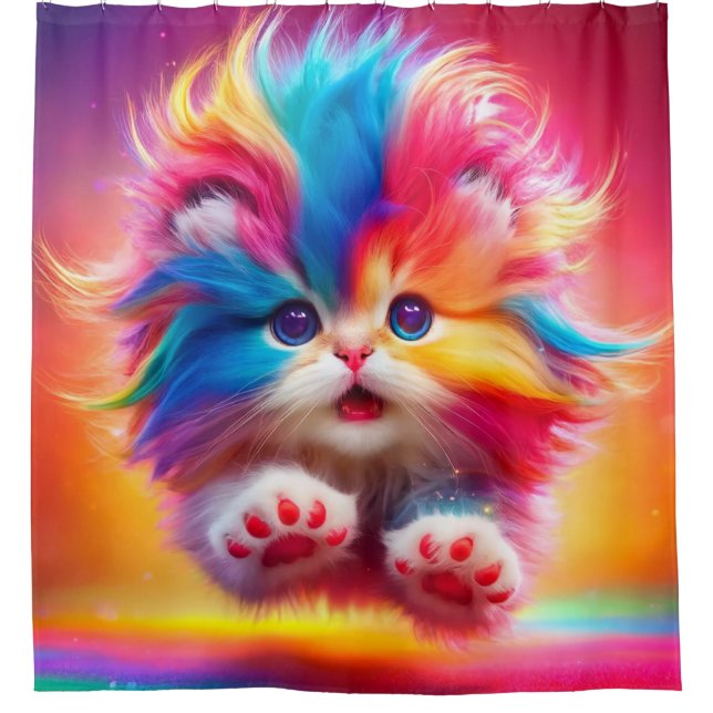 Rainbow Kitten Shower Curtain (Front)