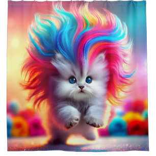 Rainbow Kitten Shower Curtain