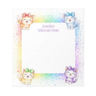 Rainbow Kittens Personalised Mitzvah Notes Notepad
