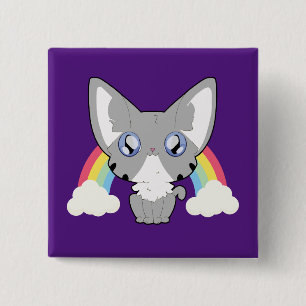Rainbow Kitty 15 Cm Square Badge