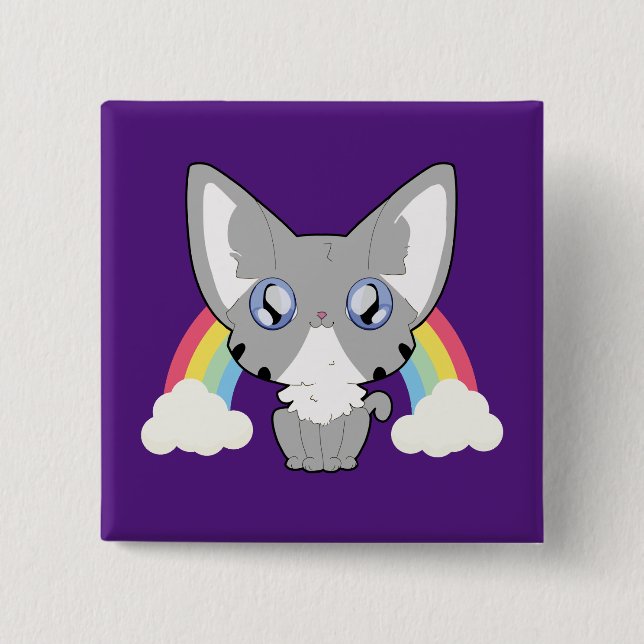 Rainbow Kitty 15 Cm Square Badge (Front)
