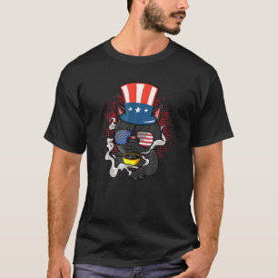 Rainbow Kitty Cat USA Flag Sunglasses Feline Whisp T-Shirt