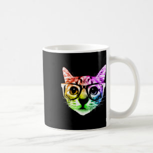 Rainbow Kitty Cat With Gles  Coffee Mug