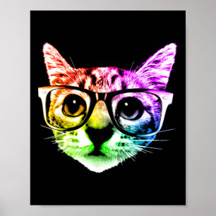 Rainbow Kitty Cat With Gles  Poster